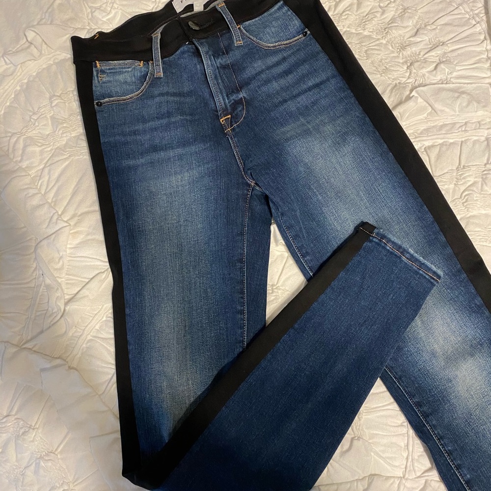 FRAME Le Skinny High Tuxedo Stripe Jeans